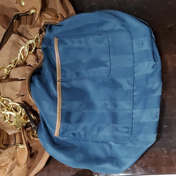 JUICY COUTURE BROWN BAG GOLD CHUNKY CHAIN SHOULDER HOBO PEBBLE LEATHER BOHO CHIC - Picture 9 of 13